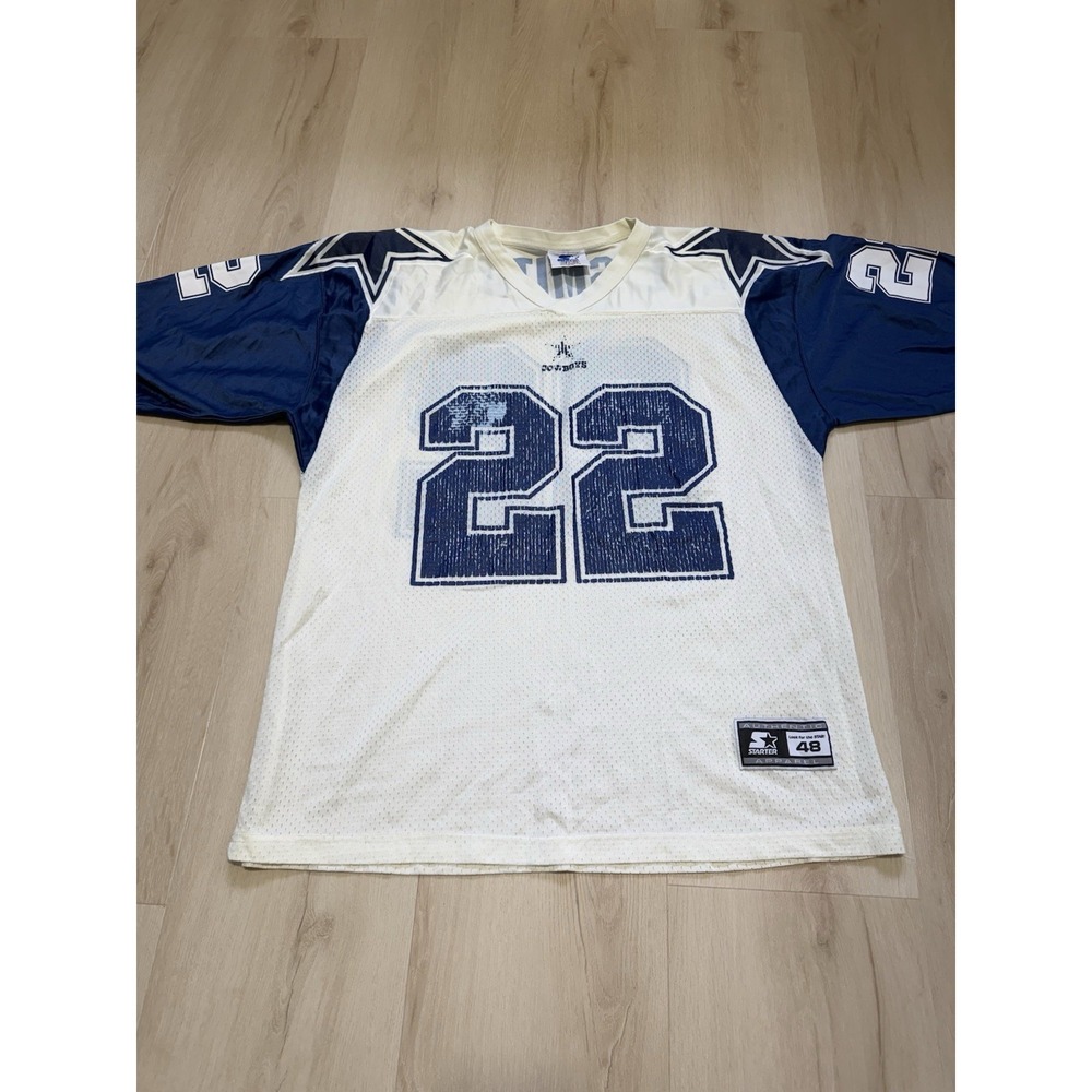 VINTAGE 1995 Emmitt Smith Dallas Cowboys Starter Jersey Men's 48 Large #22 White